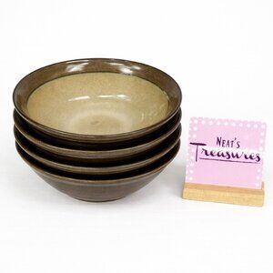 Sango ROMA SAGE 4814 Speckled Tan Farmhouse Ceramic Soup Cereal Bowls Set of 4